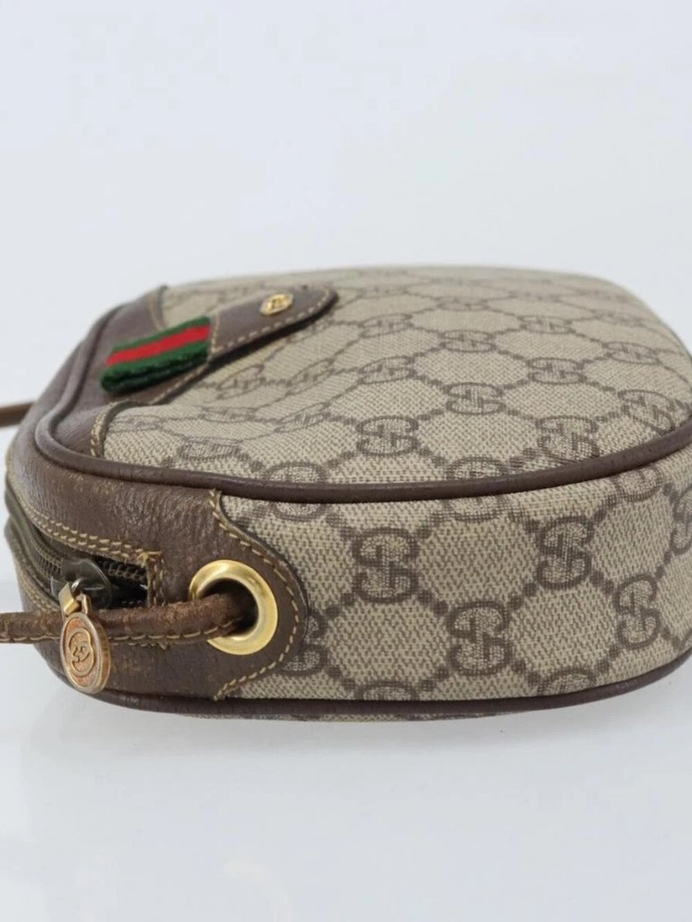 GUCCI GG Supreme Web Sherry Line Bag PVC Beige Gold 007 58 6112 Auth LNZ553 - Picture 6 of 16
